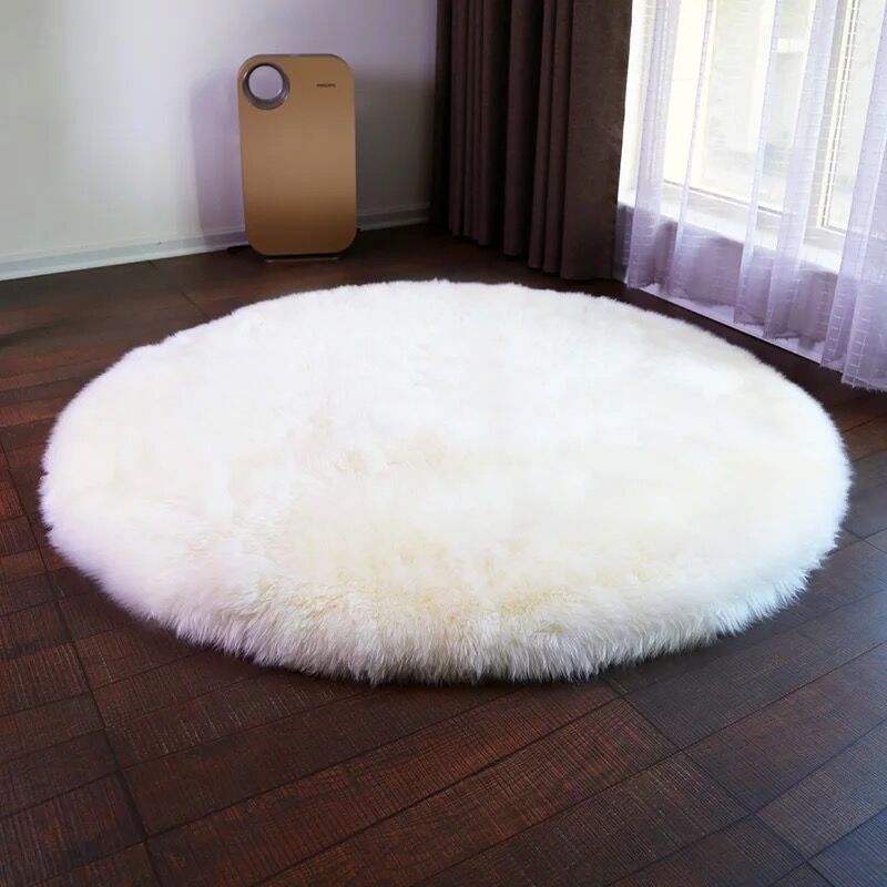 Fluffy White Round Rugs For Living Room